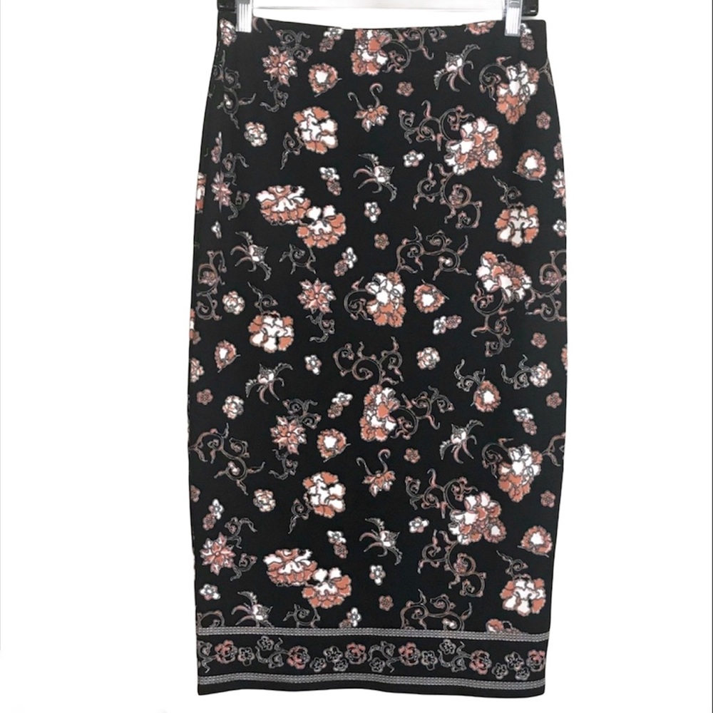 Max Studio Printed Ponte Midi Pencil Skirt